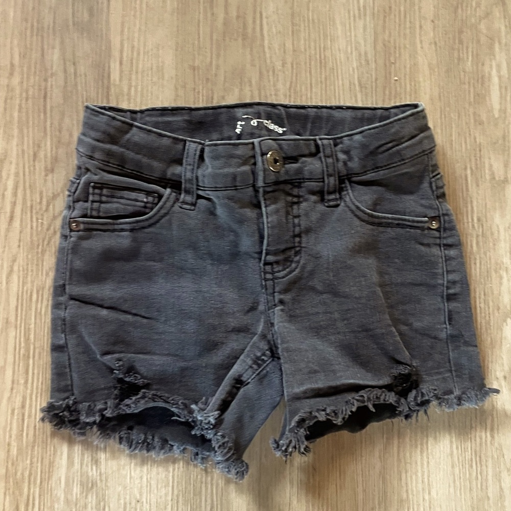 Distressed denim shorts